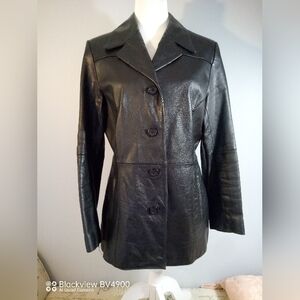 Vintage Wilson's Black Leather Coat four buttons size M